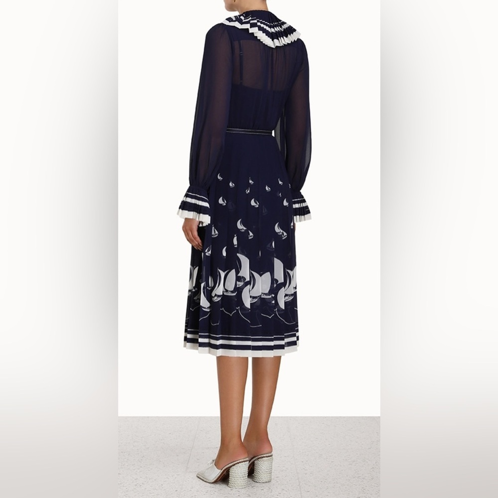 Zimmermann Navy Blue Sailboat Print Dress - Picture 3 of 10
